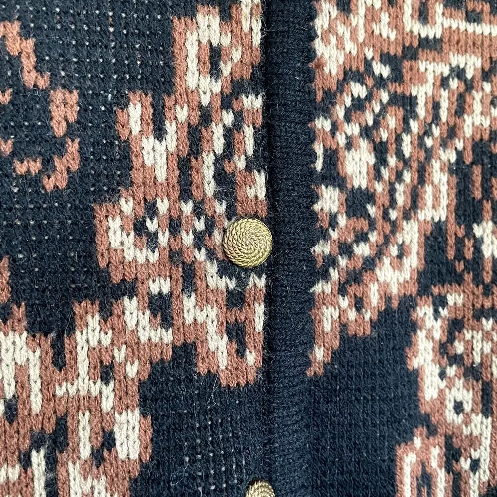 Vintage Tally-Ho Paisley Pattern Button Down U-Neck Cardigan Sweater Size M - Picture 7 of 7